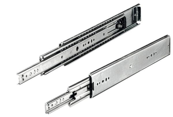 Schubladenführung bis 325kg, Vollauszug, Stahl, seitliche Montage mit Anschlag in geschlossener Position